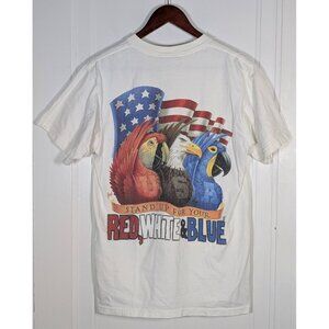 Vintage Y2K Caribbean Soul Sz Medium Red, White & Blue Birds 2001 Shirt VTG USA